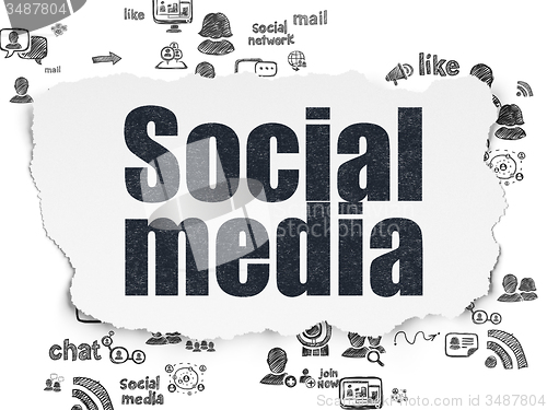 Image of Social network concept: Social Media on Torn Paper background
