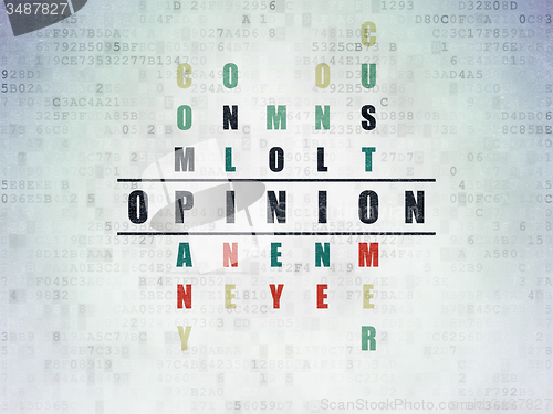 Image of Marketing concept: word Opinion in solving Crossword Puzzle