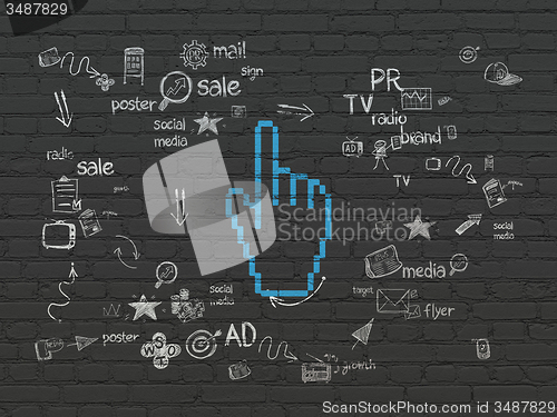Image of Advertising concept: Mouse Cursor on wall background