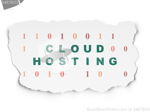 Image of Cloud computing concept: Cloud Hosting on Torn Paper background
