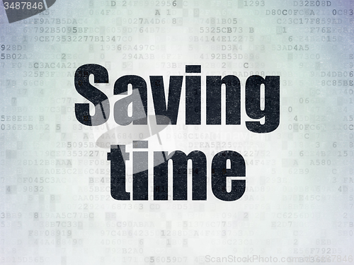 Image of Time concept: Saving Time on Digital Paper background