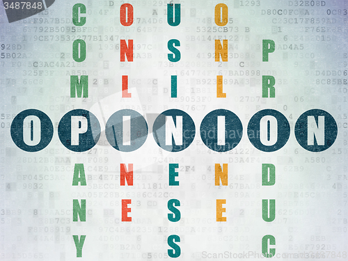 Image of Marketing concept: word Opinion in solving Crossword Puzzle