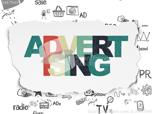 Image of Advertising concept: Advertising on Torn Paper background