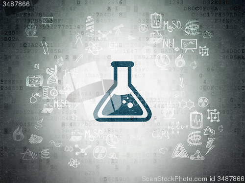 Image of Science concept: Flask on Digital Paper background