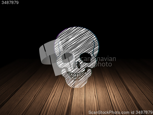 Image of Health concept: Scull in grunge dark room