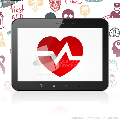 Image of Healthcare concept: Tablet Computer with Heart on display