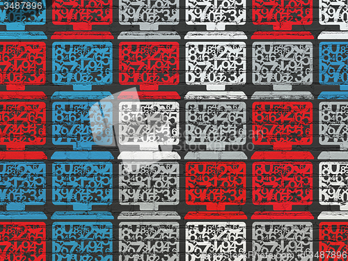 Image of Learning concept: Computer Pc icons on wall background
