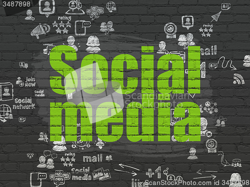 Image of Social network concept: Social Media on wall background