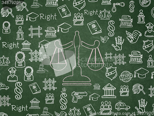 Image of Law concept: Scales on School Board background