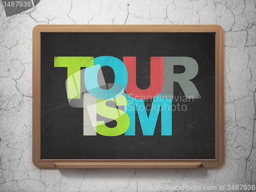 Image of Travel concept: Tourism on School Board background