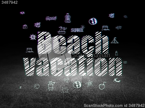 Image of Tourism concept: Beach Vacation in grunge dark room