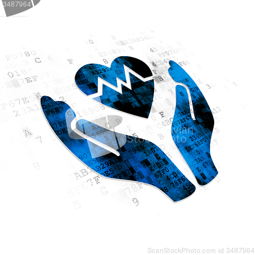 Image of Insurance concept: Heart And Palm on Digital background