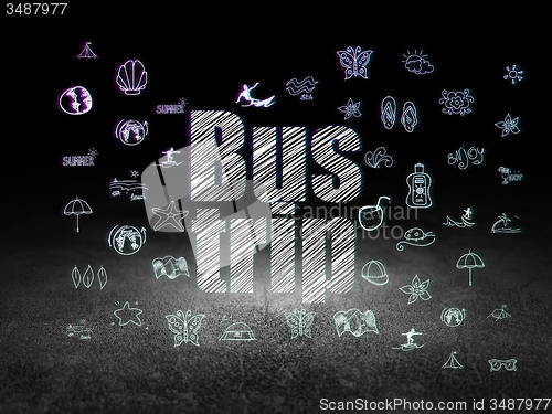 Image of Travel concept: Bus Trip in grunge dark room