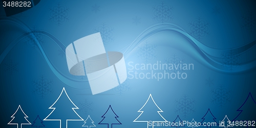 Image of Blue Christmas background with fir trees