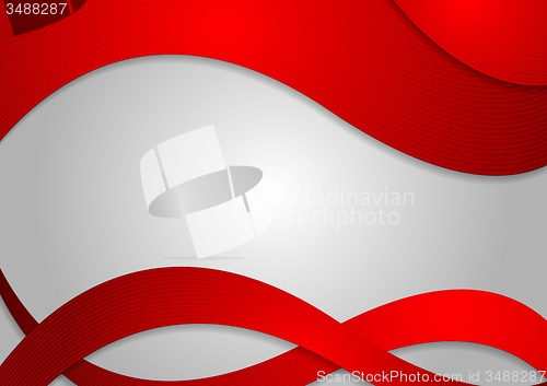 Image of Red corporate waves on grey background
