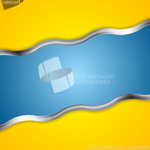Image of Yellow blue contrast background with metal waves