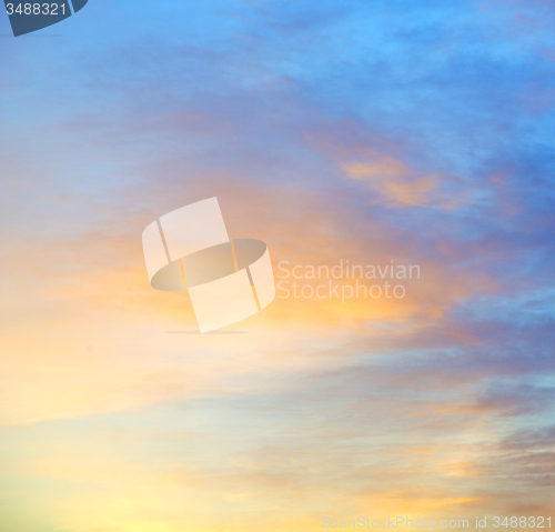 Image of  light  in the blue sky white soft clouds and abstract backgroun