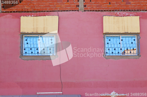 Image of  window in   and old construction wal brick historical