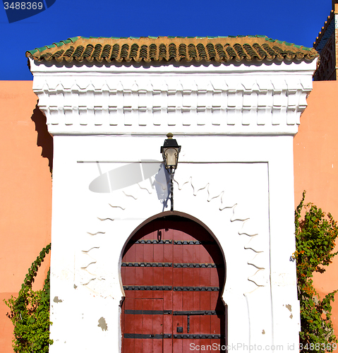 Image of historical marble  in  antique building door morocco      style 