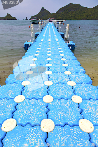 Image of plastic pier  coastline of a    tree  south china sea thailand k