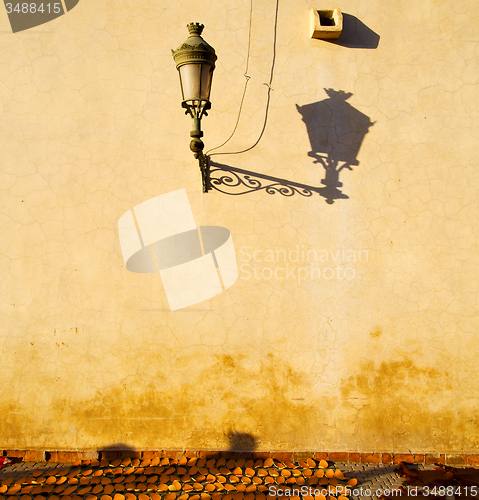 Image of street lamp old construction in africa morocco and  leather near