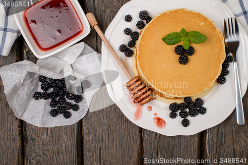 Image of Pancakes with fresh blackberries