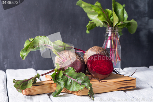 Image of Beetroots rustic wooden table 