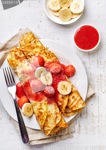 Image of Crepes with strawberries and banana