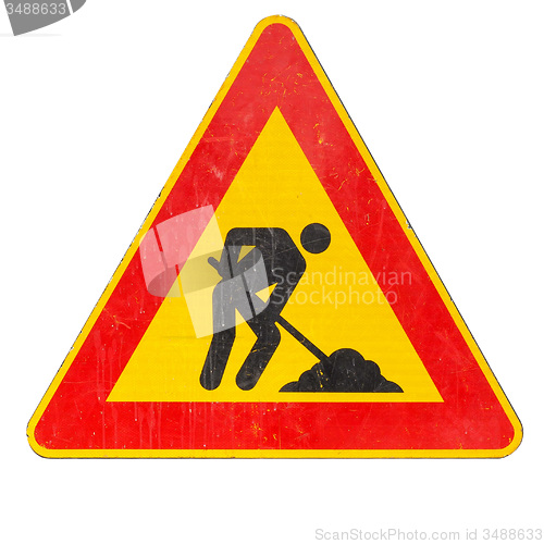 Image of Road works sign isolated