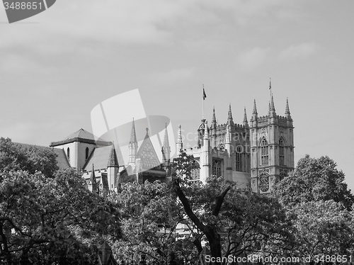 Image of Black and white Westminster Abbey in London