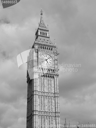 Image of Black and white Big Ben in London