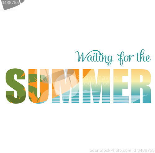 Image of Vector double exposure illustration. Waiting for the summer