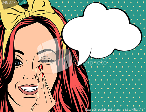 Image of Pop Art illustration of girl with the speech bubble