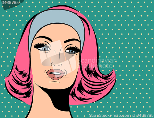 Image of Pop Art illustration of girl with red hair