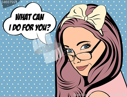 Image of Pop Art illustration of girl with the speech bubble