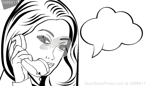Image of woman chatting on the phone, pop art illustration
