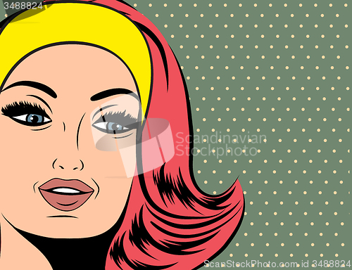 Image of Pop Art illustration of girl with red hair