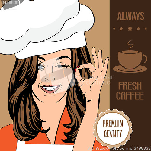 Image of coffee advertising banner with a beautiful lady