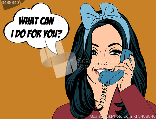 Image of Pop Art illustration of girl with the speech bubble