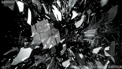 Image of Shattered pieces of glass with motion blur