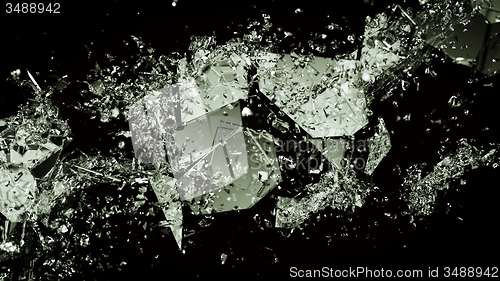 Image of splitted or cracked glass on black