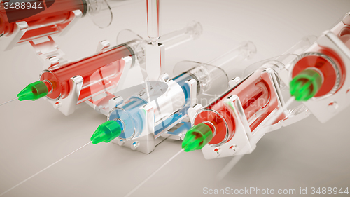 Image of syringe production line and one unique sqiurt concept