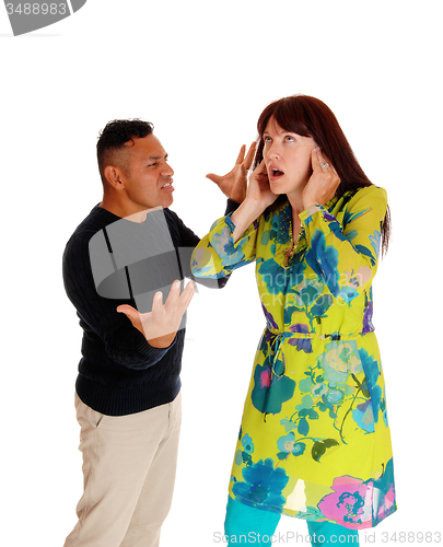 Image of Man yelling on his frustrated wife.