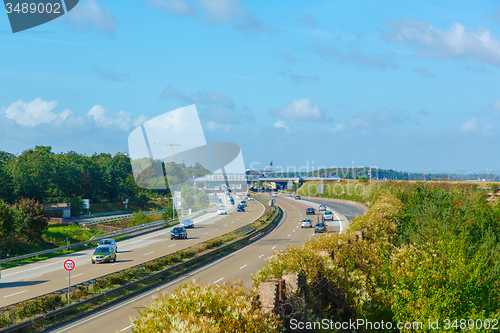 Image of Airplane over autobahn