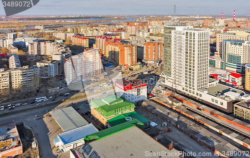 Image of Aerial view onto business center. Tyumen. Russia