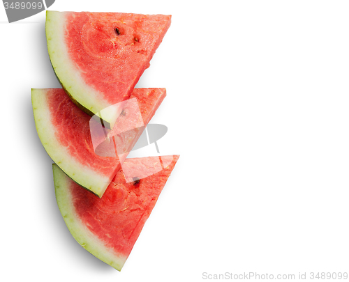 Image of Three slices of watermelon on each other