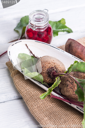 Image of Beetroots rustic wooden table 