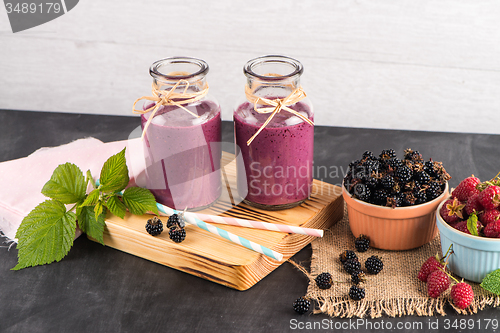 Image of Fresh red fruits smoothie