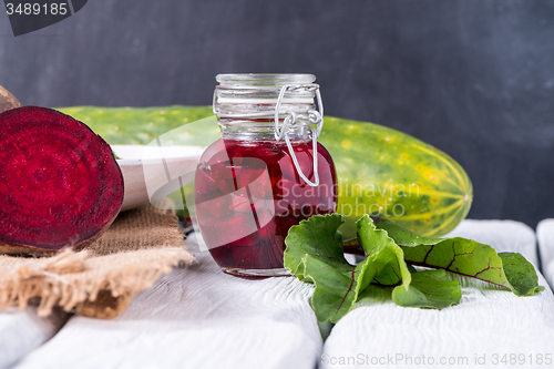 Image of Beetroots rustic wooden table 