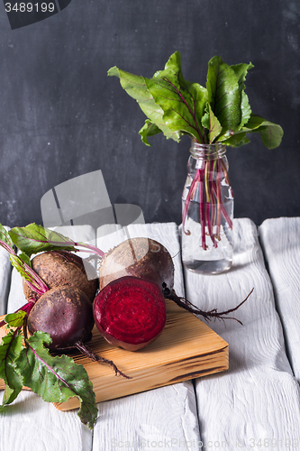 Image of Beetroots rustic wooden table 